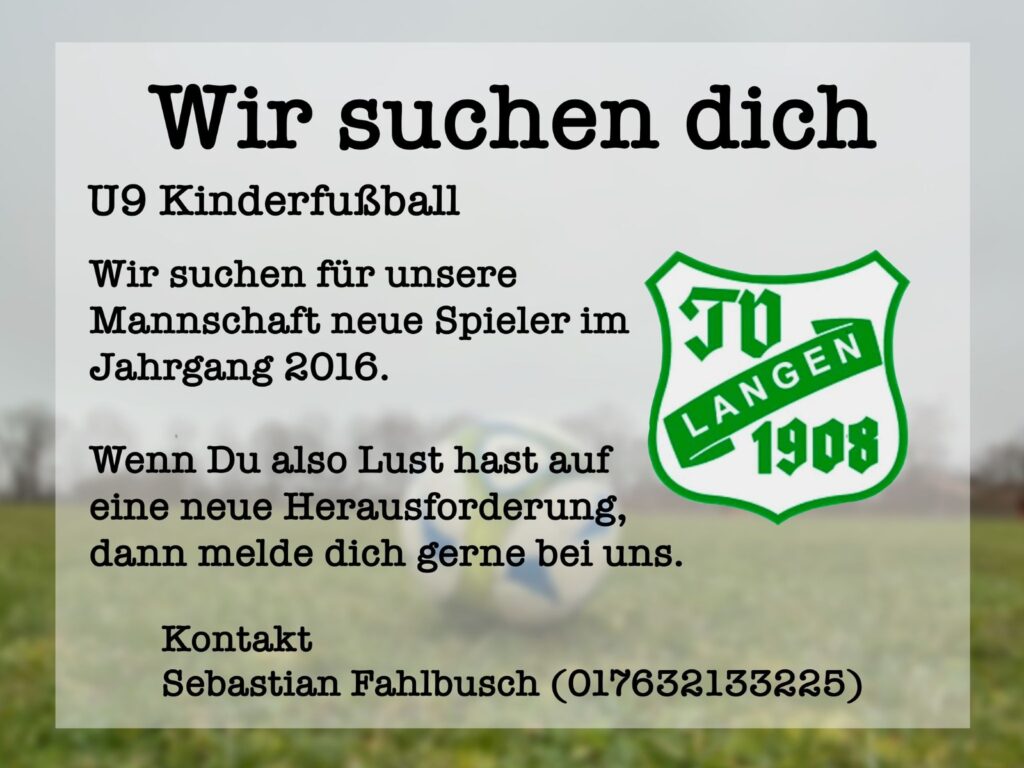 Fussball U9 sucht spieler.